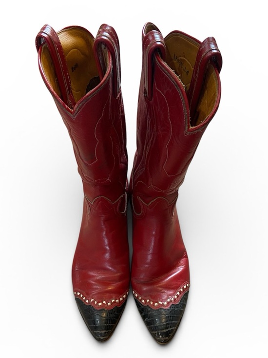 Tony Lama Shoes - Tony Lama Vintage Leather Lizard Wingtip Cowgirl Boots
